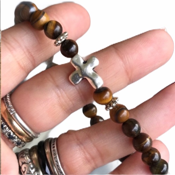 🔴SALE ! Men or women Tiger eye cross bracelet - Picture 3 of 10